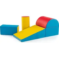 Costway 5 TLG. Schaumstoffbausteine, Riesenbausteine zum Toben und Klettern, Softbausteine aus Schaumstoff, Großbausteine Mehrfarbig, Bauklötze für Babys und Kleinkinder (Blau + Rot)