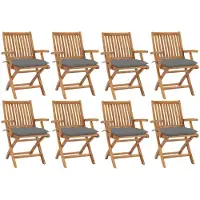 Prolenta Maison Exclusive - Klappstühle mit Kissen, 8-teilig, Massivholz Teakholz