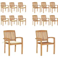 vidaXL Stapelbare Gartenstühle mit Kissen 6 Stk. Massivholz Teak - Gartenstuhl - Gartenstühle - Holzstuhl - Holzstühle