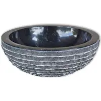 vidaXL Waschbecken Marmor 40 cm Schwarz