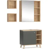 Vicco Badmöbel-Set Senyo Anthrazit 3 Teile, Model 36450