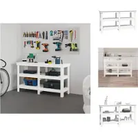 vidaXL Werkbank Weiß 142,5x50x80 cm Massivholz Kiefer - Werkbänke
