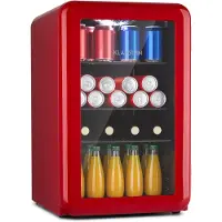 Klarstein PopLife Getränkekühler - Mini-Bar, Retrokühlschrank, 0-10°C, nur 39 dB, 70 L, umweltfreundlich, doppelt verglaste Tür, Retro-Design, rot