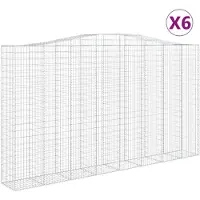 vidaXL Gabionen mit Hochbogen 6 Stk. 400x50x220/240cm Verzinktes Eisen