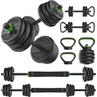 Tunturi Hantel- und Kurzhanteln Vinyl - Hantelset 20 kg - Hantelstange mit Gewichten - Langhantelset - Schraubverschluss 30 mm - Rutschfester Griff