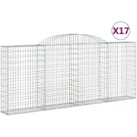 vidaXL Gabionen mit Hochbogen 17 Stk 300x30x120/140cm Verzinktes Eisen