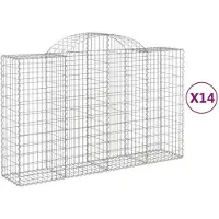 vidaXL Gabionen mit Hochbogen 14Stk. 200x50x120/140cm Verzinktes Eisen