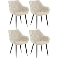 CLP 4er Set Stuhl Tanna Samt Gesteppt creme
