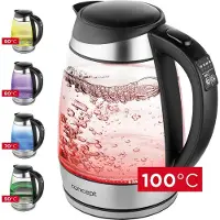 Concept RK4120, 1,7 l, 2200 W, Schwarz, Edelstahl, Transparent, Glas, Regelbare Temperatur, Überhitzungsschutz