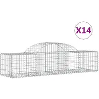 vidaXL Gabionen mit Hochbogen 14 Stk. 200x50x40/60 cm Verzinktes Eisen