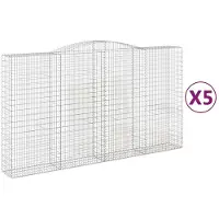 vidaXL Gabionen mit Hochbogen 5 Stk. 400x50x220/240cm Verzinktes Eisen