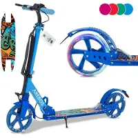 Arebos Tretroller Scooter mit LED Reifen, Blau, 880 mm, 390 mm, 960 mm