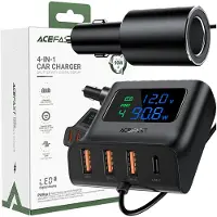 Acefast Autoladegerät 90W Usb Typ C / 3X Usb / Zigarettenanzünderbuchse, Pps, Pd3.0, Qc3.0, Afc, Fcp Ladestation Schwarz (B8 Schwarz)