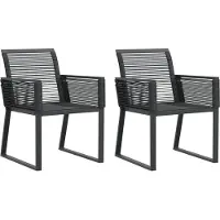 vidaXL Gartenstühle 2 Stk. Schwarz Poly Rattan