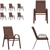 vidaXL Stapelbare Gartenstühle 6 Stk. Braun Textilene - Stapelbarer Gartenstuhl - Stapelbare Stühle - Gartenmöbel - Gartenstuhl