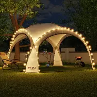 Swing&Harmonie LED Event Pavillon XXL DomeShelter 450cm Garten inkl. Solarmodul Designer Gartenzelt Camping Partyzelt mit Beleuchtung - anthrazit