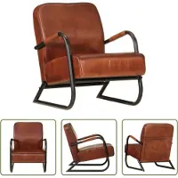 The Living Store Sessel Braun Echtleder