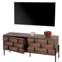 Mendler TV-Rack MCW-M44, Fernsehtisch Lowboard TV-Schrank Kommode, Staufächer, 3D-Flecht-Design Push-to-open Türen 120cm, braun