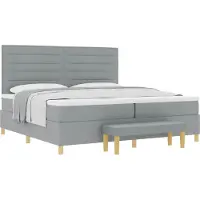 Syfax Boxspringbett mit Matratze Hellgrau 200 x 200 cm Stoff