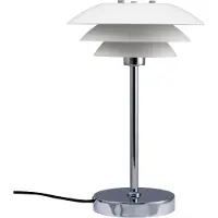 Dyberg Larsen Tischlampe, Tischleuchte, Nachttischlampe, Schreibtischlampe, LED Leselampe, DL20 weiß/chrom