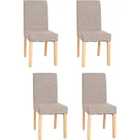 Mendler 4er-Set Esszimmerstuhl Stuhl Küchenstuhl Littau Textil, grau, helle Beine