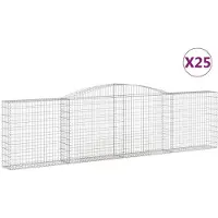 vidaXL Gabionen mit Hochbogen 25Stk. 400x30x100/120cm Verzinktes Eisen