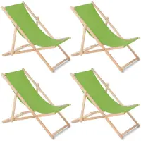 Greenblue 4x GB183 Liegestuhl aus Buchenholz Hellgrün