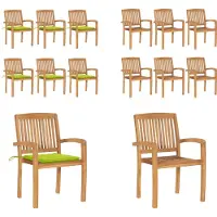 vidaXL Stapelbare Gartenstühle mit Kissen 6 Stk. Massivholz Teak - Gartenstuhl - Gartenstühle - Holzstuhl - Holzstühle