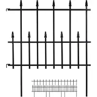 Relaxdays Beetzaun Metall, HxB: 71 x 247 cm, Garten Beeteinfassung zum Stecken, 4 Zaunelemente, Gotik Design, schwarz