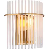 Globo Lighting Wandleuchte Metall goldfarben matt, Glasstäbe opal, klar verlaufend, BxH: 250x260mm, AL: 125mm, exkl. 1x E27 60W 230V