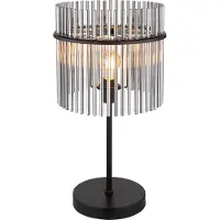 Globo Schwarze Tischleuchte Gorley mit Rauchglas Ø 30cm