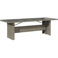 vidaXL Gartentisch mit Glasplatte Grau 240x90x75 cm Poly Rattan