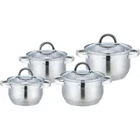 Cheffinger 8 tlg Edelstahl Kochgeschirr Induktion Kochtopf Topfset Deckel Topf 16/18/20/24cm
