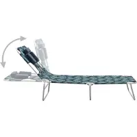 vidaXL Möbel Liegestuhl HOMMIE - Gartenliege - lappbare Sonnenliege - mit Kopfkissen Stahl Blattmuster - 189x58x27 cm Top5102479