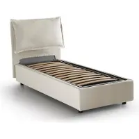 Talamo Italia Einzelbett Gemma, Containerbett mit Stoffbespannung, 100% Italy, Frontöffnung, passend für Matratze 80x200 cm, Beige