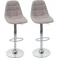 Mendler 2er-Set Barhocker MCW-A67, Barstuhl Tresenhocker, MVG- creme-grau, Textil