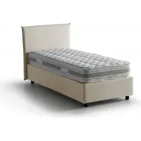 Talamo Italia Einzelbett Catia, Containerbett mit Stoffbespannung, 100% Italy, Frontöffnung, inklusive Matratze Cm 80x200, Beige