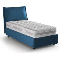 Talamo Italia Einzelbett Rossella, Containerbett mit Stoffbespannung, 100% Italy, Frontöffnung, inklusive Matratze 80x200 cm, Blau