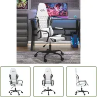 The Living Store Gaming-Stuhl mit Massagefunktion Weiß und Schwarz Kunstleder