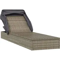 vidaXL "2026 Aktion"Sonnenliege HOMMIE - Gartenliege - Gartenmöbel - mit Faltdach Grau 213x63x97 cm Poly Rattan - 213x63x97 cm DEMöbel 7697129