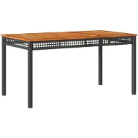 vidaXL Gartentisch Schwarz 140x80x75 cm Poly Rattan Akazienholz