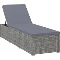 Syfax Sonnenliege mit Auflage Poly Rattan Grau