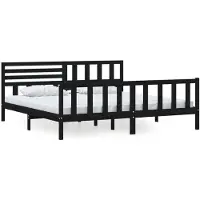 Syfax Massivholzbett Schwarz 200x200 cm