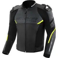 SHIMA Bandit 2.0 Perforierte Schwarz Gelb Motorrad Lederjacke Größe 56