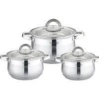 Cheffinger 6 tlg 18/10 Edelstahl Kochgeschirr Induktion 20/18/16cm Universalkochset Kochtopf Topf Set Deckel Gastronomie