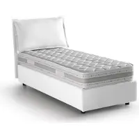 Talamo Italia Einzelbett Evelyn, Containerbett mit Stoffbespannung, 100% Italy, Frontöffnung, inklusive Matratze Cm 90x200, Creme