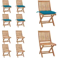 vidaXL Klappbare Gartenstühle mit Kissen 4 Stk. Massivholz Teak - Gartenstuhl - Gartenstühle - Holzstuhl - Holzstühle