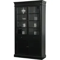 Ebuy24 Amaretta Vitrinenschrank 2-türig Breite 110 cm, Höhe 200 cm schwarz antik patinert.