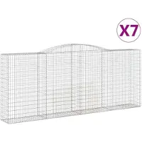 vidaXL Gabionen mit Hochbogen 7 Stk. 400x50x160/180cm Verzinktes Eisen