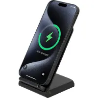 Just in Case 15W Wireless Charger Stand, USB-C, LED-Licht, Schnellladung, Geeignet für Qi-Geräte, Schwarz